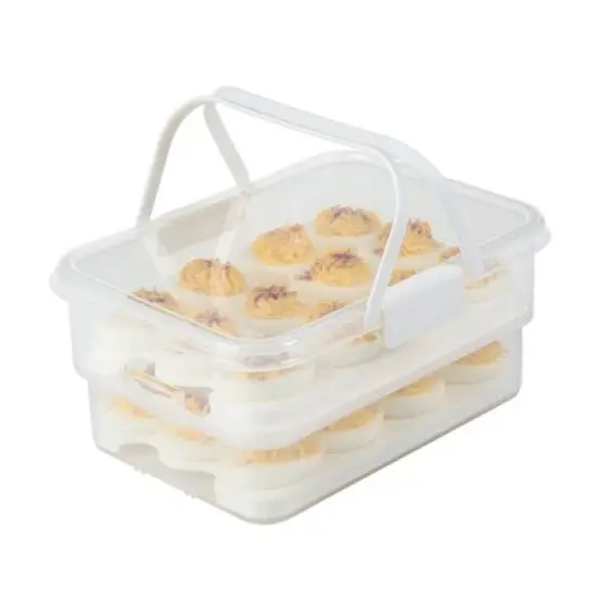 SnapLock Collapsible Deviled Egg Carrier: Dishwasher-Safe, Polypropylene & Silicone, Food Transport Holder image {4}