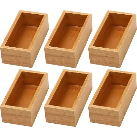 YBM HOME Bamboo Drawer Organizer Storage Box for Kitchen Drawer, Junk Drawer, Office, Bedroom, Children Room, Craft, Sewing, and Bathroom, Pack of 6 image {11}