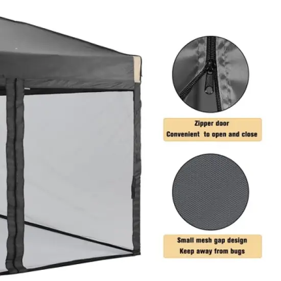 Aoodor Canopy Mesh Sidewall Replacement with 2 Side Zipper for 10' x 10' Pop Up Canopy Tent (Mosquito Net Only) image {6}