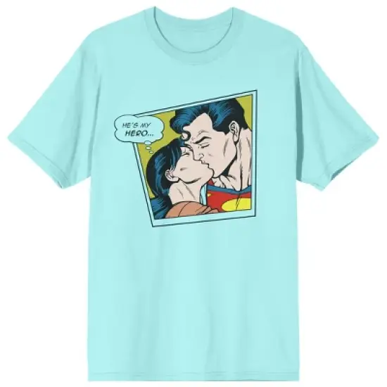 Superman He's My Hero Comic Panel Crew Neck Short Sleeve Celadon Women's T-shirt image {8}