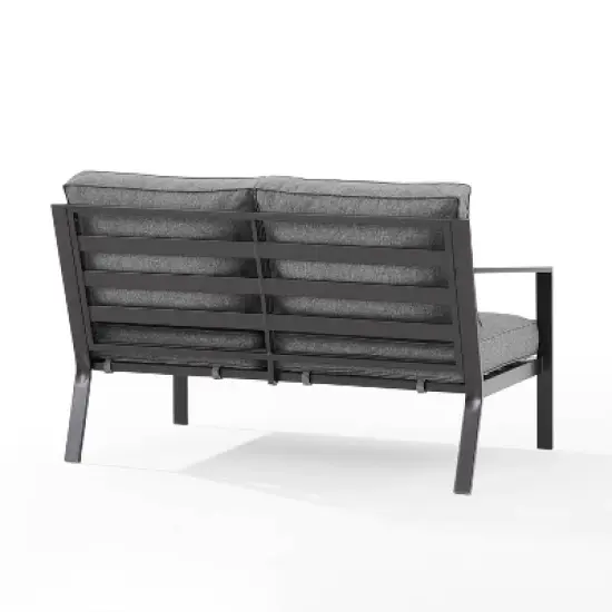 Clark Steel Outdoor Left Side Loveseat Charcoal/Matte Black - Crosley: Weather-Resistant 2-Person Seating with Removable Cushions image {6}