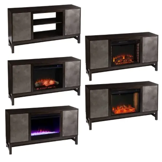 Tifchar Storage Media Cabinet Brown/Antique Silver - Aiden Lane image {10}