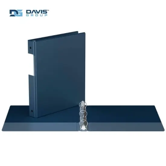 Premium Economy 1" Round Ring Binder 6pk Navy Blue: Davis Group, Polypropylene, 200 Sheet Capacity, 2 Pockets image {1}