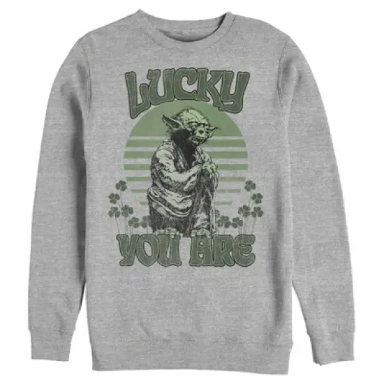 Men's Star Wars St. Patrick's Day Yoda Lucky You Are Clovers Sweatshirt image {2}