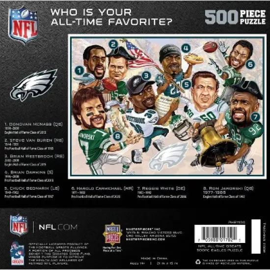 NFL Philadelphia Eagles All Time Greats 500pc Puzzle Game image {1}