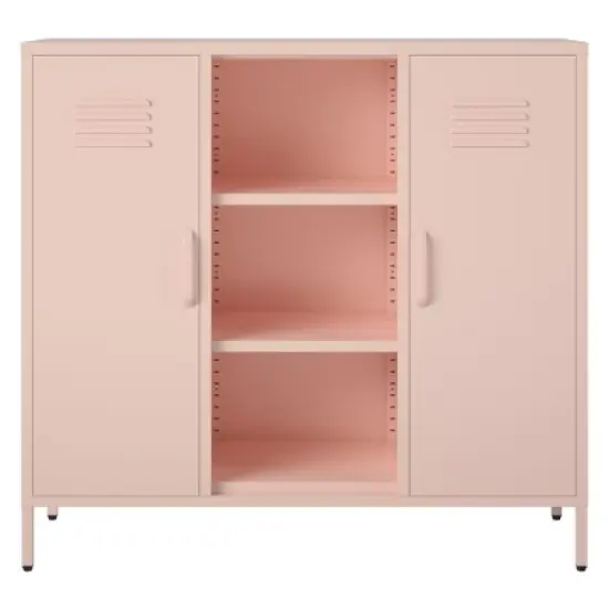 RealRooms Shadwick 2 Door Metal Locker Console Table w/ Storage image {3}