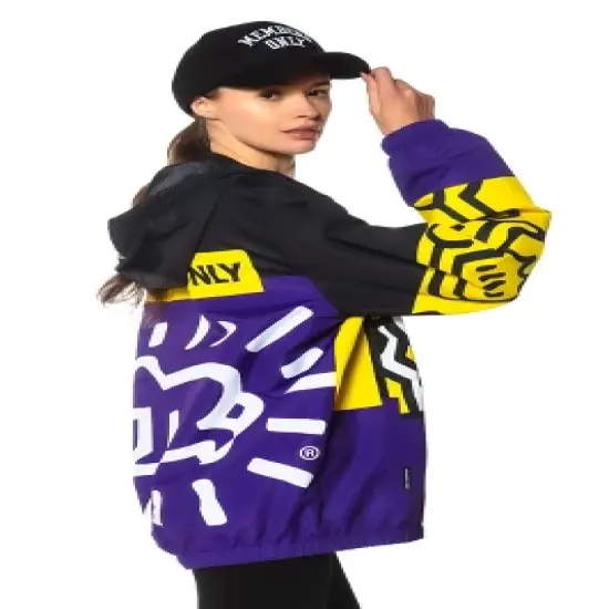 Members Only - Women's Colorblock Windbreaker Oversized Jacket - Purple image {3}