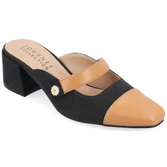 Journee Collection Womens Dalla Slip On Cap Toe Mule Pumps image {9}