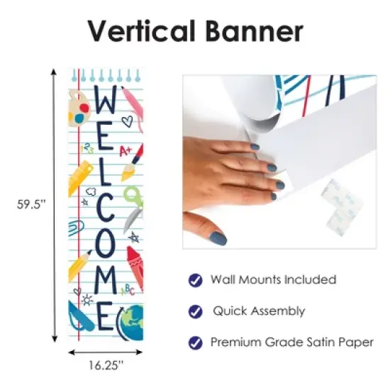 Big Dot of Happiness Back to School - First Day of School Classroom Front Door Decoration - Vertical Banner image {2}