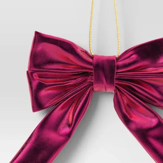 6.75" Christmas Metallic Bow Ornament Hot Pink - Wondershop&trade; image {2}