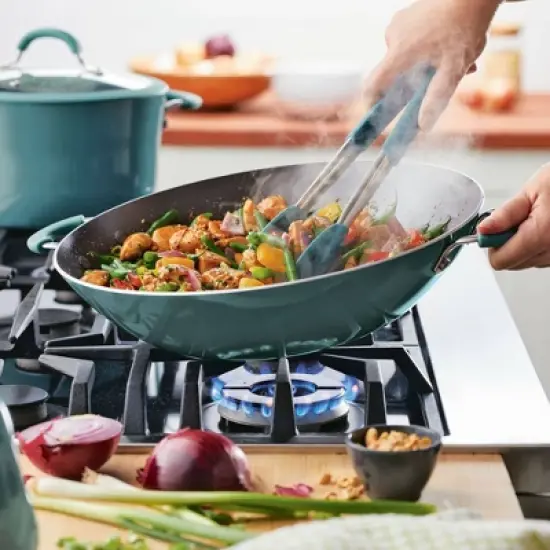 Rachael Ray Cook + Create 14" Aluminum Nonstick Wok - Agave Blue image {1}