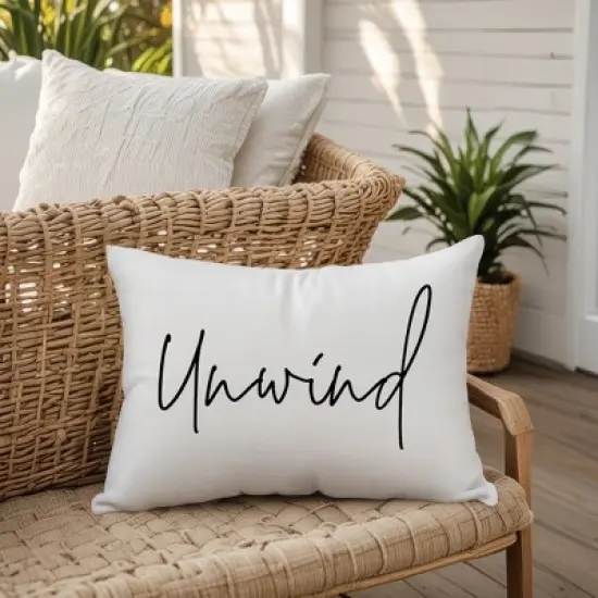 Creative Products Unwind Script White and Black 14x20 Indoor / Outdoor Pillow image {4}