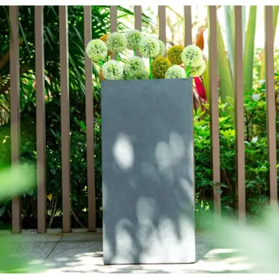 Rosemead Home & Garden, Inc.14" Wide Square Concrete/Fiberglass Planter: Modern, Tall, Weather-Resistant image {3}