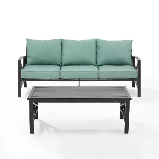 Kaplan 2pc Outdoor Sofa Set - Mist - Crosley image {1}