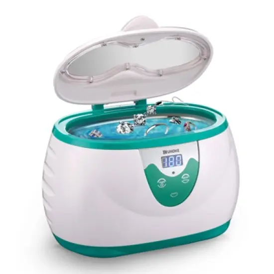 UKOKE UUC06G Ultrasonic Jewelry Cleaner &ndash; 0.6L Portable Timer Device for Eyeglasses, Dentures, Watches, Rings &ndash; Green, Deep Cleaning image {7}