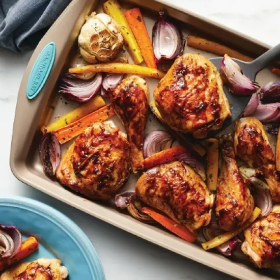 Rachael Ray Cucina Nonstick 11"x17" Cookie Pan Agave Blue: Steel Baking Sheet, Oven-Safe, Dishwasher-Safe image {3}