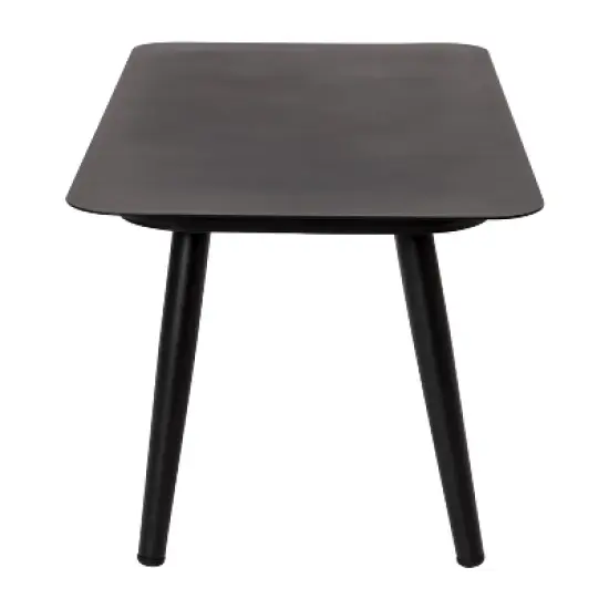 Merrick Lane Outdoor Furniture 4 Piece Black Woven Aluminum Frame Loveseat, 2 Chair and Coffee Table Set With Gray Cushions image {4}