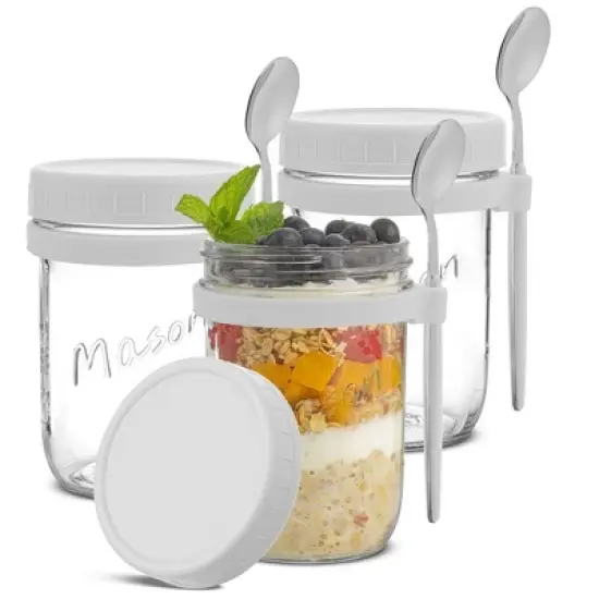 JoyJolt Dawn Overnight Oats Glass Containers with Spoon image {9}