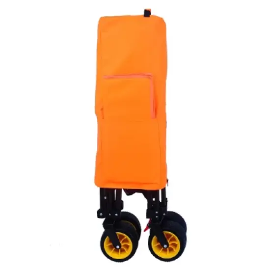 Gulches Extra Long Folding Wagon Cart - Black & Orange, 52.7"L x 19.7"W x 50.9"H, 450lbs Capacity image {9}
