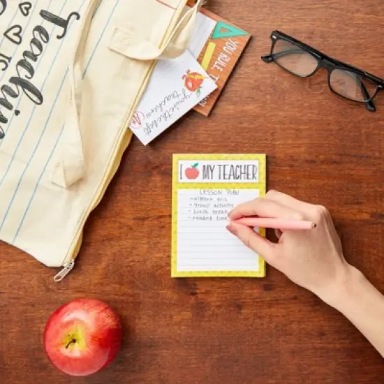 Paper Junkie 4-Pack Teacher Notepad Sets for Gifts, Professor Appreciation, School Supplies, 50 Sheets Per Memo Pad, 200 Sheets Total, 4x5 in image {1}