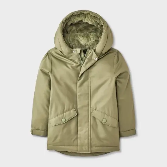 Toddler Boys' Cozy Lined Playground Parka Jacket - Cat & Jack&trade; Olive Green image {4}