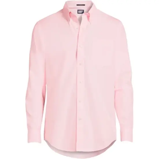 Lands' End Men's Traditional Fit Solid No Iron Supima Pinpoint Buttondown Collar Dress Shirt image {4}