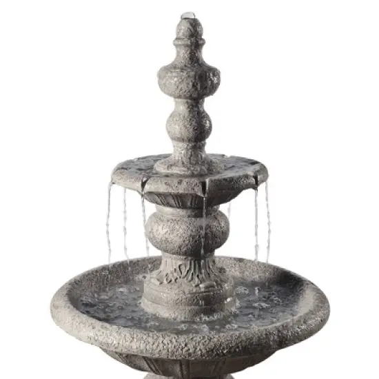 52.56" Icy Stone 2-Tiered Focal Point Outdoor Waterfall Fountain - Gray - Teamson Home image {4}