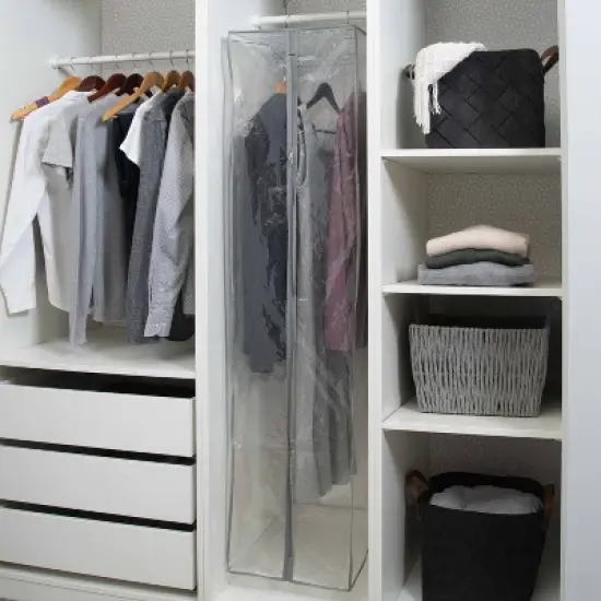 Simplify Closet Storage Garment Bag Long: Clear PEVA, 62" Height, Zip Closure, Adult Use, No Handles, Unstructured Design image {8}