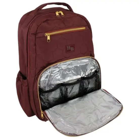 Hudson Baby Premium Diaper Bag Backpack and Changing Pad, Burgundy, One Size image {2}