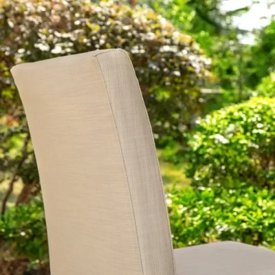 Captiva Designs 7pc Patio Dining Set Wood-look Rectangle Table & Cushioned Metal Chairs image {13}