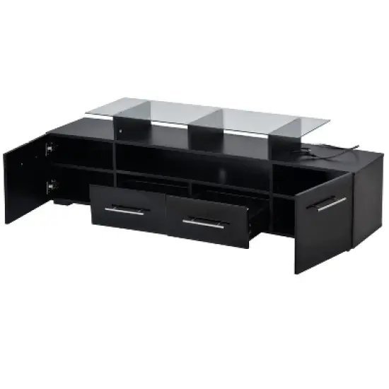 ModernLuxe Modern Stylish Functional TV stand with Color Changing LED Lights High Gloss TV Cabinet image {2}