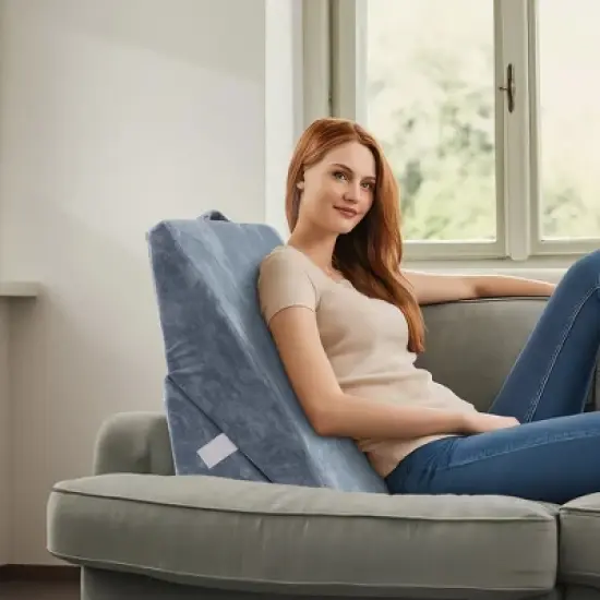 Made Medical Bed Wedge Pillow for Sleeping - Memory Foam Cushion Body Positioner Back Support Pillow image {8}