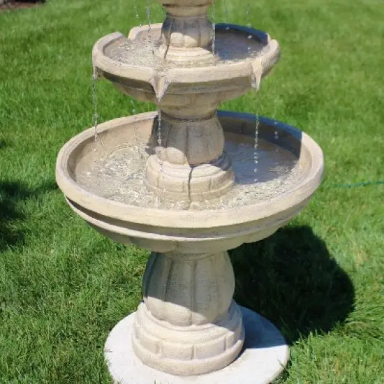 Sunnydaze 48"H Electric Fiberglass 3-Tier Outdoor Water Fountain image {9}