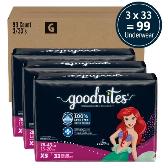 GoodNites Briefs Econ+ Pack -XS - Girl - 99ct image {1}
