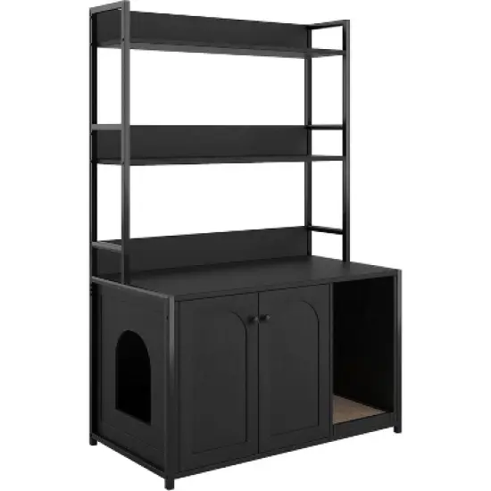 52in Tall Cat Litter Box Furniture, Litter Box Enclosure, 3 Layers Storage Shelf for Most of Litter-Box, Indoor Cat House Kitty Washroom image {4}