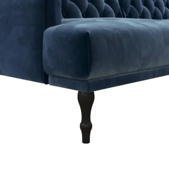 Lyla Upholstered Velvet Futon Blue - Room & Joy image {8}
