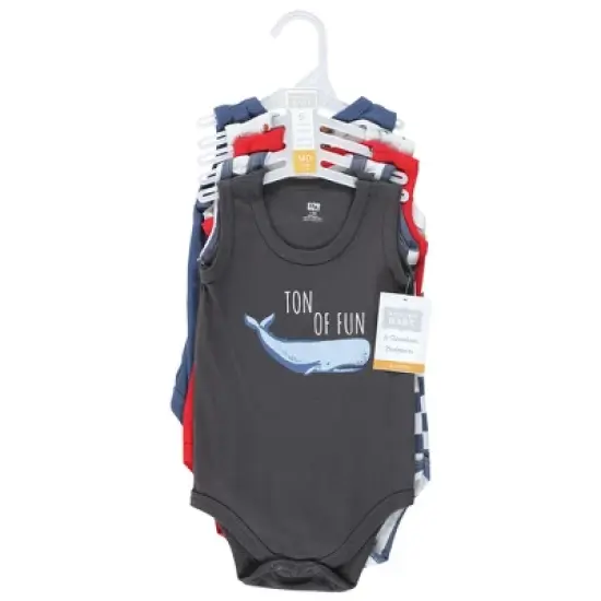 Hudson Baby Infant Boy Cotton Sleeveless Bodysuits, Boy Sea Creatures image {1}