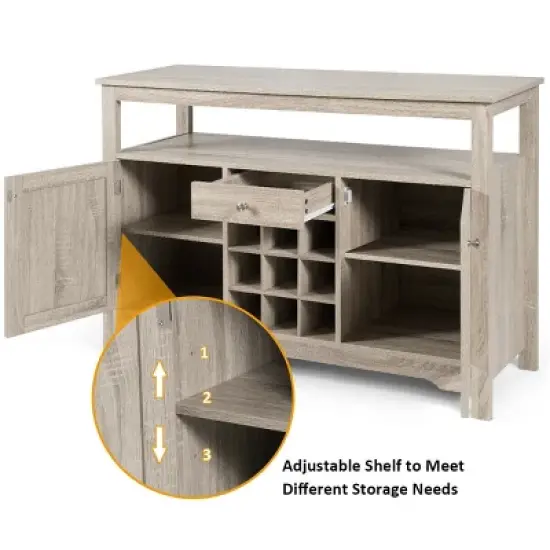 Costway Buffet Server Sideboard Wine Cabinet Console Table Grey Home image {7}