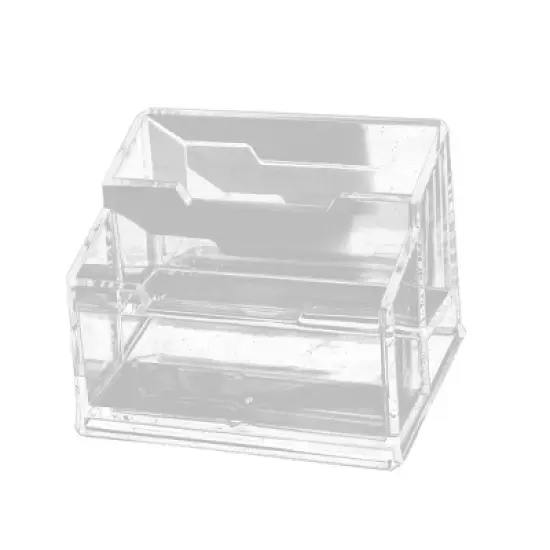 Unique Bargains Office Transparent 2-Tier Business Name Card Organizer Display Stand Holder image {4}