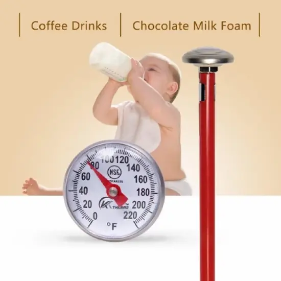 Itopfox Instant Read Dial Thermometer for Coffee Drinks, Chocolate Milk Foam, Stainless Steel with Temperature Clamp image {3}