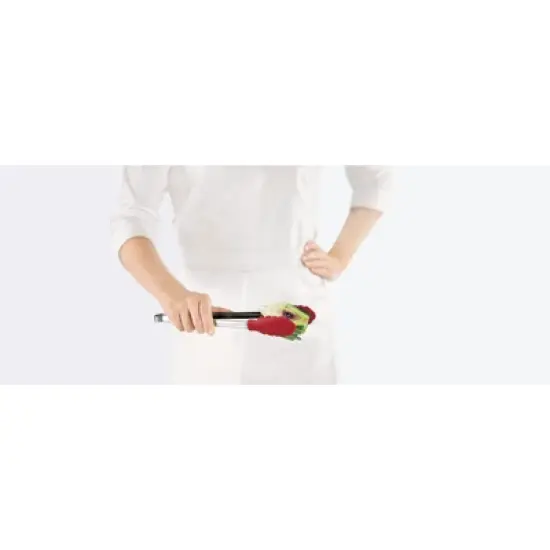 Cuisipro 12 Inch Stainless Steel Silicone Locking Tongs, Red image {3}