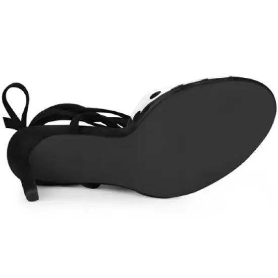 Allegra K Women's Polka Dots Clear Heel Lace Up Stiletto Heels Sandals image {5}