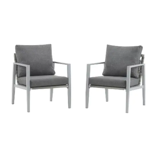 Christopher Knight Home Riley Outdoor Rope and Aluminum Upholstered Club Chair (Set of 2) image {9}