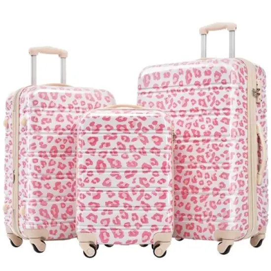 Merax Stylish 3-Piece Hardshell Luggage Set with Expandable Spinner Suitcases, TSA Lock & Telescoping Handle image {12}