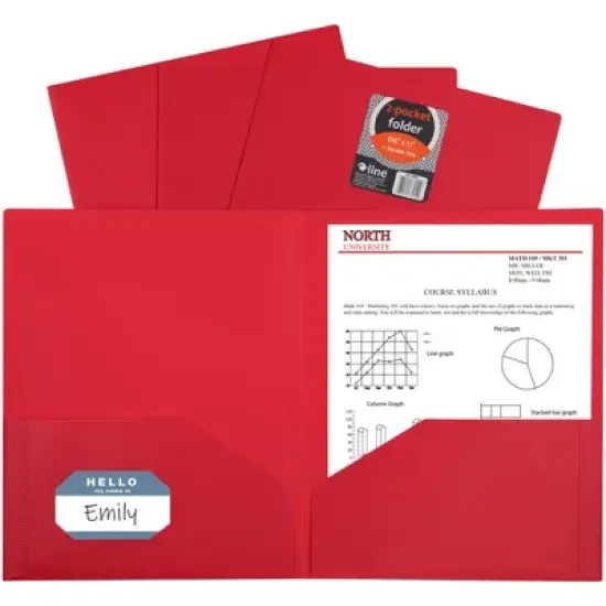 C-Line Poly 2-Pocket Portfolio Folder, Letter Size, Red, Pack of 25 image {1}