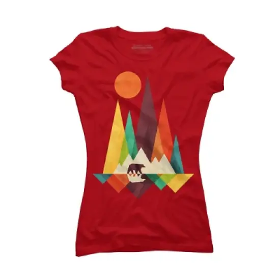 Junior's Design By Humans Mountain Bear By radiomode T-Shirt image {8}