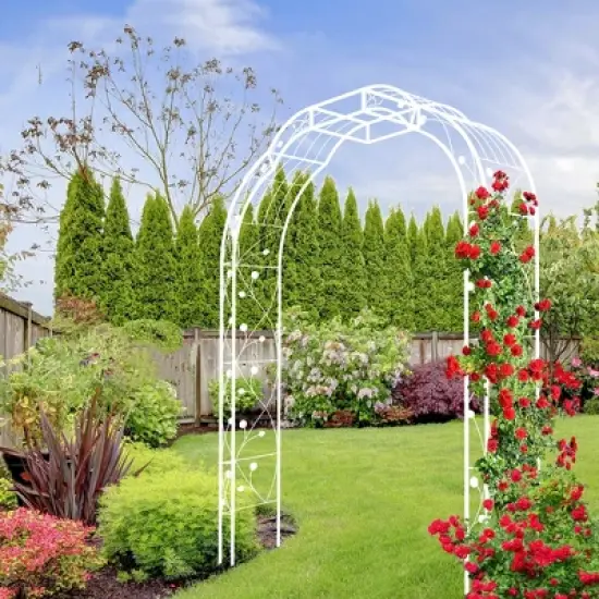 DSVIMOY Arbors and Trellises, Garden Arch Trellis for Climbing Plants Outdoor Flower Support, White, 74.4"*15.4"*98.5" image {2}