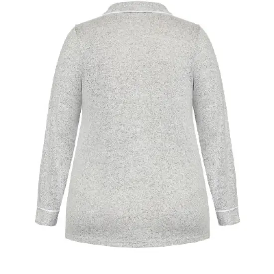 Women's Plus Size Hacci Button Top - gray | AVENUE image {5}