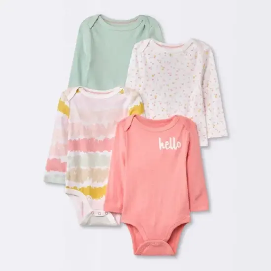 Baby Girls' 4pk Long Sleeve Bodysuit - Cloud Island&trade; Floral image {6}