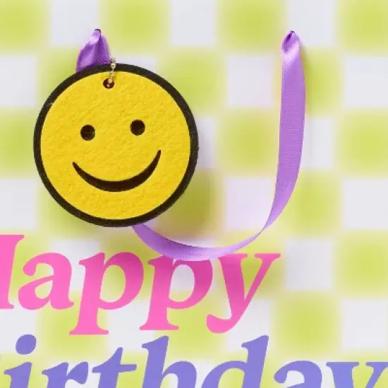 Green Checkered with Smiley Medium Gift Bag - Spritz&trade; image {2}